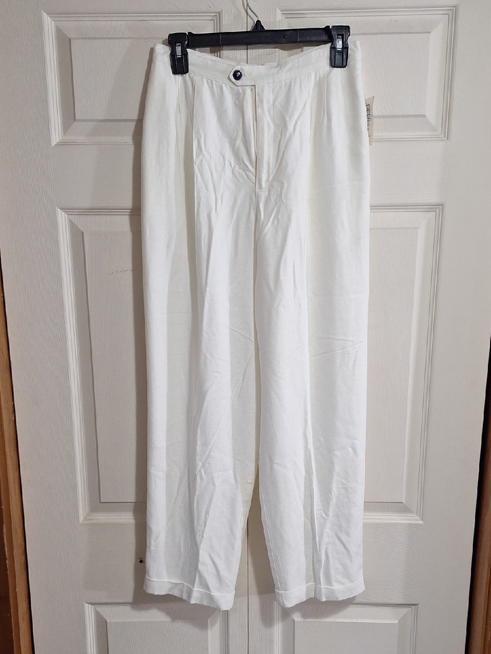 Vintage Liz Sport Petite Lined High-Rise Wide-Leg Trousers - 10P - Winter White